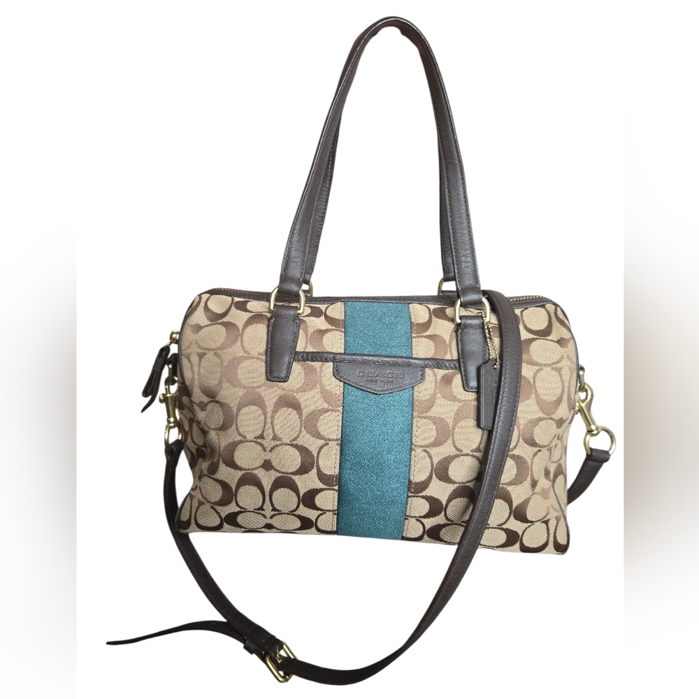 Coach 2014 Signature Stripe Nancy Satchel F28505